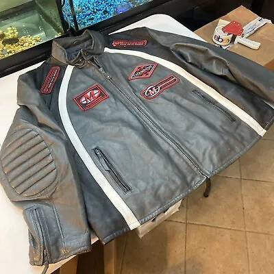 Max USA Motercycle Jacket 4X Motocross Italian Leather Grey Mens • $175