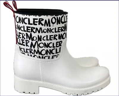 Moncler Women's Rubber White Logo Gum Boot Ginette - 40 EU • $159