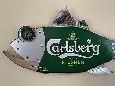Carlsberg Fish Wall Art Bar  Man Cave Lager Ale Beer Steam Punk Handmade Decor • £42