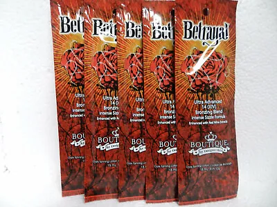 $24.95 • Buy 5 Packets Packs Betrayal 14x Hot Sizzle Bronzer Tanning Bed Lotion Designer Skin