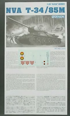 Dragon 1/35th Scale NVA T-34/85M Nam Serie Decals & Directions From Kit No. 3318 • $11.99