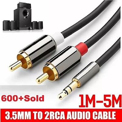 Gold Plated 3.5mm Premium Male Jack To 2 RCA M/M Y Aux Stereo Audio Cable 1m 5m • $17.99