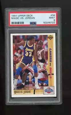 1991-92 Upper Deck Magic Johnson VS. Michael Jordan #34 PSA 9 ES4510 • $14.99