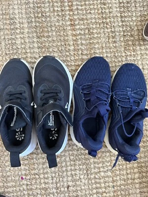 $20 • Buy Two Pairs Of Sneakers Toddlers 11C Black Nike & Navy Puma