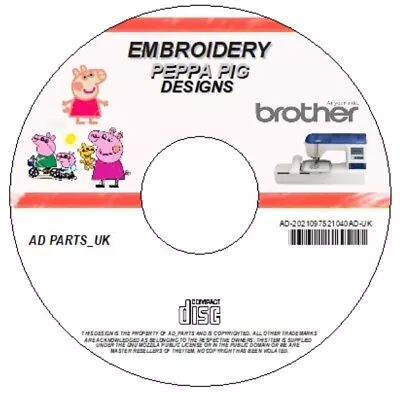 £3.75 • Buy PEPPA PIG EMBROIDERY MACHINE DESIGNS On CD PES BROTHER FORMAT POST UK