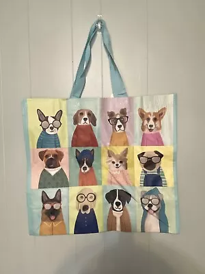 HomeGoods Large Shopping Tote Bag Dogs With Glasses Reusable Eco Friendly NEW • $4.99