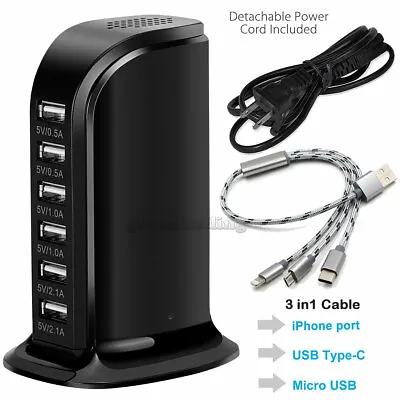 Multiple 6 Port Usb Travel Wall Charger Power Adapter Fast Charging Station Plug • $9.99