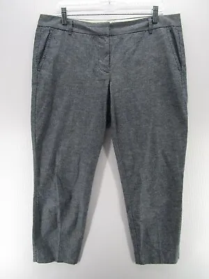 J Crew Pants Women 12 Blue Linen Chambray Straight Trousers Mid Rise Slacks • $9