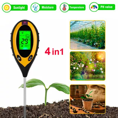 4 In 1 Soil Tester PH Water Moisture Light Test Meter For Garden Plant Seeding • $8.99