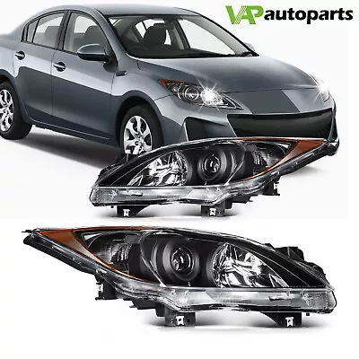 For Mazda 3 2010-2013 Headlights Assembly Pair Black Housing Clear Lens Headlamp • $90.99