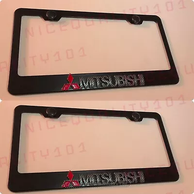 2X 3D Mitsubishi Stainless Steel Black Finished License Plate Frame • $37.50