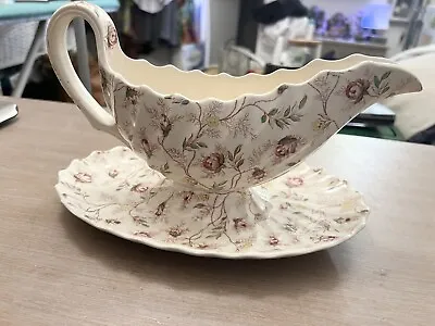 Copeland Spode Large Gravy Boat Rosebud Chintz With Attached Underplate • $42