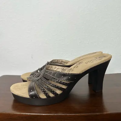 Mudd Vintage Women’s Glide Strappy Mule Heels Brown Y2K Size 8.5 • $24.63