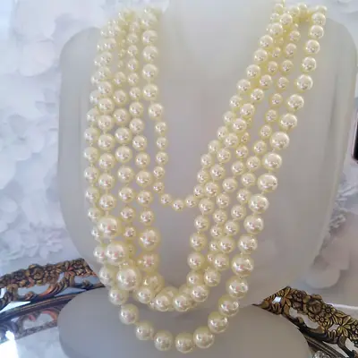 J Crew Brand~classic Creamy Pearl Multi Strand Twisted Hammock Necklace~nice! • $29.95