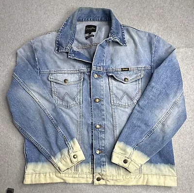 VINTAGE Wrangle Jacket Adult Extra Large Blue White Denim Trucker Western Mens • $14.95