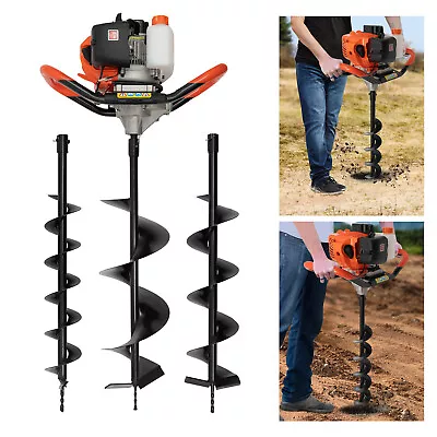 52CC Gas Powered Earth Auger Post Hole Digger Borer Ground Fence Drill W/3 Bits • $139.65