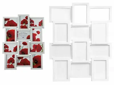 NEW STYLISH PHOTO PICTURE FRAME HOLDS 12 PHOTOS APERTURE MULTI COLLAGE 4” X 6 • £15.95