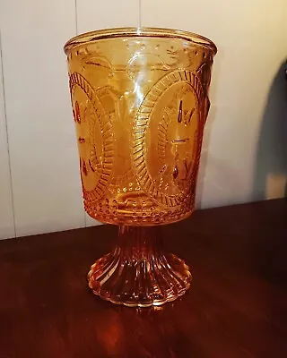 Giant 9.5  Peach Amber Glass Gothic Medieval Goblet • $89.99