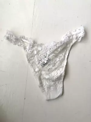 La Perla Underwear Panty Fine Italian Lace UK 10 White • $19.89