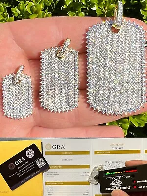 $89.98 • Buy Real MOISSANITE 14k Gold Plated Silver Dog Tag Iced Hip Hop Pendant Necklace