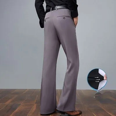 Men Flared Trousers Formal Suit Pants Bell Bottom Pant High Waist Formal Pants • $62.12