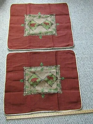 2 NEW Bear & Moose Woven Tapestry Cabin Pillowcases Cover USA Scene Weaver Lot • $7.95