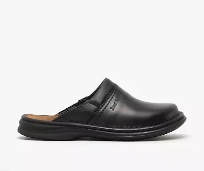 Josef Seibel MAX Mens Real Soft Durable Leather Slip-On Outdoor Mule Clogs Black • £58.44