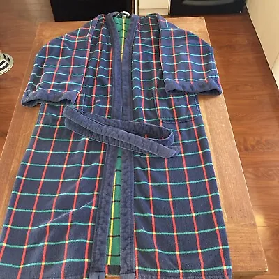 Neiman Marcus Mens Vintage Heavyweight Cotton Checked Beach Bath Robe One Size • $65