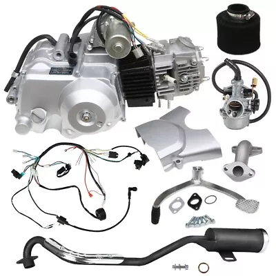 125CC Semi Auto Engine Motor Exhaust Fr 70CC 90cc 110cc Quad Dirt Bike ATV Buggy • $302.39