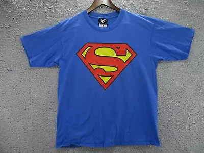 VINTAGE Superman Logo Shirt Adult Large Blue Red 1996 DC Comics Bright Colors • $19.95