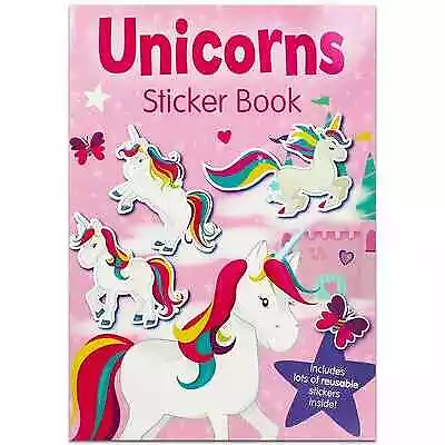 Unicorn Sticker & Colouring Book Girls Kids Activity Fun Pack Pad Reusable • £2.59