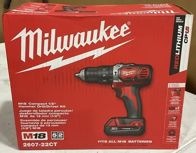 Milwaukee CANADA 18V Lithium-Ion Cordless 1/2-Inch Hammer Drill Driver Kit • $197.89