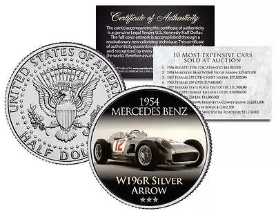 1954 MERCEDES W196R SILVER ARROW Most Expensive Auction Car JFK Half Dollar Coin • $8.95