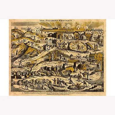 Illustration Map Of The Pilgrim's Progress 1813 • $39.99