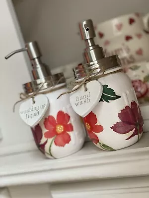 £40 • Buy Emma Bridgewater Themed Handmade Mason Jar Soap Dispensers Set - Cosmos Poppies