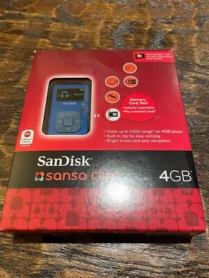 Sealed. SanDisk Sansa Clip+ 4GB Digital Media MP3 Player Blue SlotRadio SR Card • $90