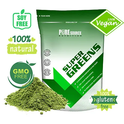 PSN Super Greens Powder 250g - 18+ Super Foods Spirulina Chlorella Barley Grass • £9.99