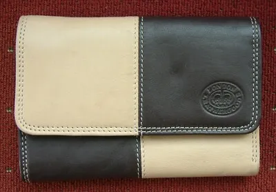 Dark Brown & Cream Soft Leather Purse/Wallet By  'London Leather Goods' • £6