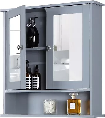 Bathroom Cabinet Wall Mount Medicine Cabinet Adjustable Shelves W/ 2 Mirror Door • $40.99