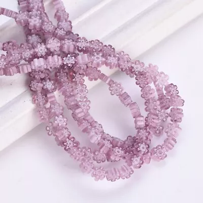 1 Strand Flat Flower Shape 4mm~9mm Handmade Millefiori Lampwork Glass Beads • £4.14