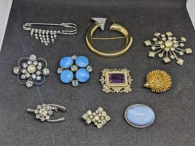 Vintage Art Deco Beautiful Brooch Lot Crystal Accented Gold Filled Designer Coro • $5