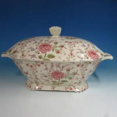 Johnson Brothers Bros China - Pink Rose Chintz - Large Soup Tureen - 10  X 13  • $100