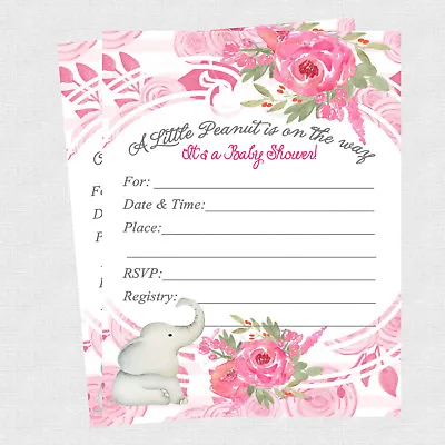 20 Elephant Baby Shower Invitations Cards Decorations Girl Baby Shower Invites • $16.70