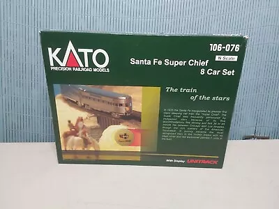 N Scale  Kato 106-076 Santa Fe Super Chief' 8-Car Passenger Set With 2-PA Locos • $77.01