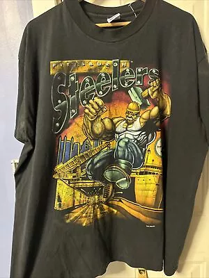 Men’s Vintage Pittsburgh Steelers 1994 Salem Sportswear Superhero T-Shirt NFL • $220