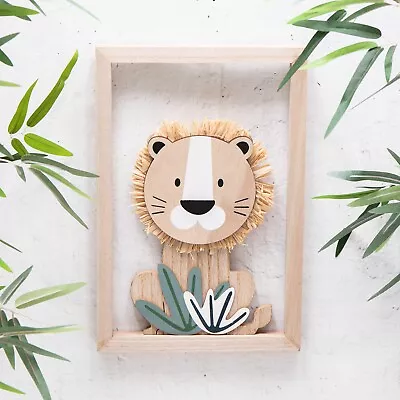 Cutout Lion Wood Wall Plaque Childrens Jungle Safari Animal Nursery Baby Decor • £11.95