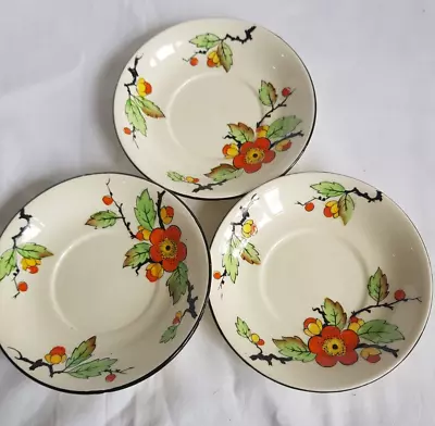 T.F.&S Ltd Vintage 'Blossom' Saucers X 3  Hand Painted • £4