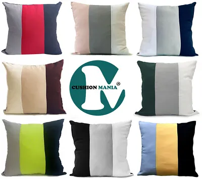 £7.99 • Buy Large 3 Tone Cushions + Covers Or Covers Only Grey Mustard Lime Red White Black