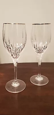 MIKASA CRYSTAL  ARCTIC LIGHTS Platinum” SET OF 2 WINE Glasses 9  Free Shipping • $40