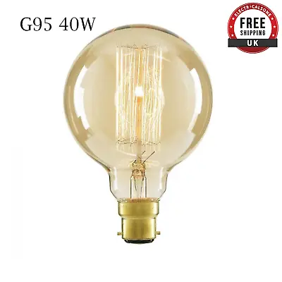 Vintage Edison Light Bulb G95 Bayonet 40W Dimmable Retro Filament B22 Bulb Lamp • £4.19